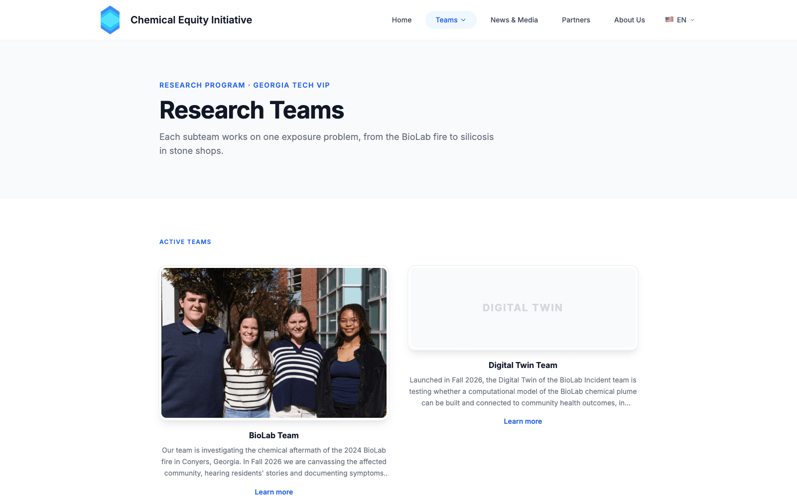 Research subteams overview grid on chemicalequity.org